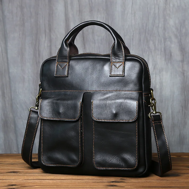 NZPJ Neue Retro Leder herren Handtasche Top Schicht Rindsleder Vertikale Einzigen Schulter Umhängetasche Briefträger Aktentasche Computer Tasche – Detail 23