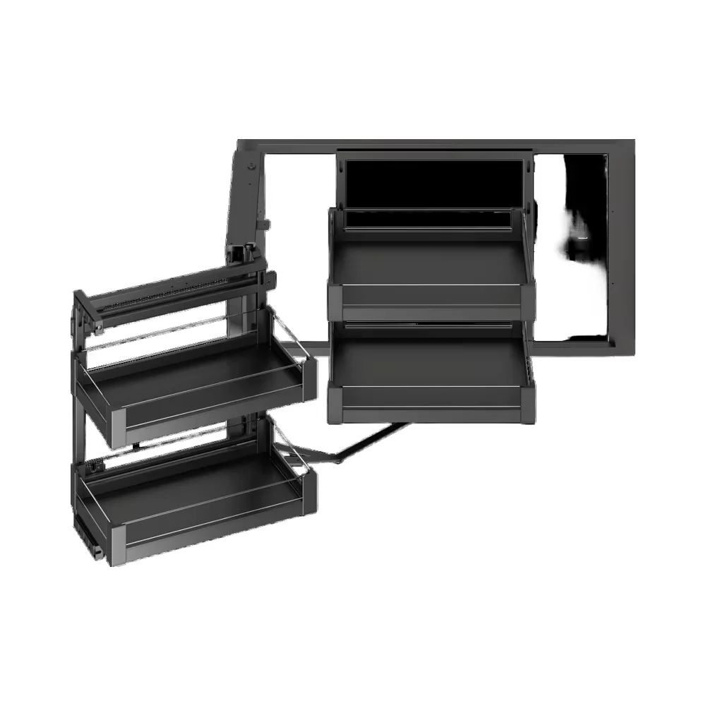 

Kitchen cabinet hardware glass aluminum alloy storage big monster linkage high cabinet basket