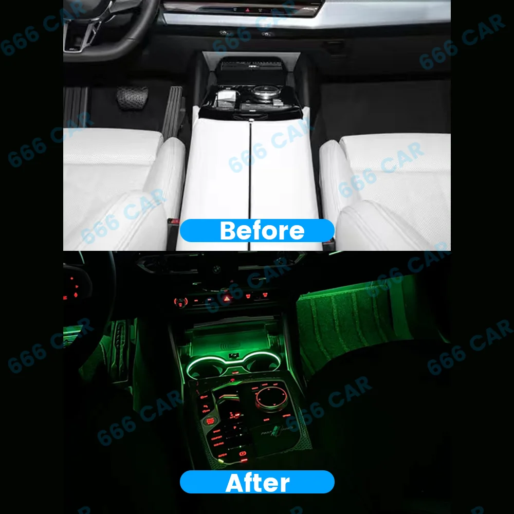 Luce portabicchieri a LED per BMW serie 2018-2023 5 G30 G32 6GT compatibile con luce ambientale a 11 colori luce decorativa per interni auto