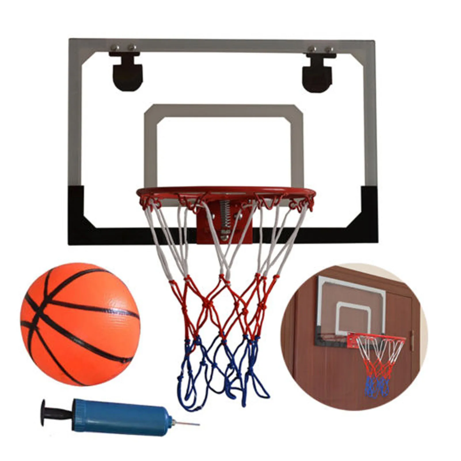 Indoor Mini Basketball System Backboard Hoop Kit Door Wall Mounted Kids Toy Set Basketball System