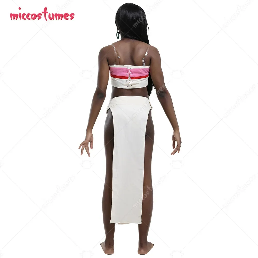 Miccostumes-vestido de dos piezas de Anime Dorado para mujer, traje de Cosplay, vestido de baile, falda superior, traje con pendientes