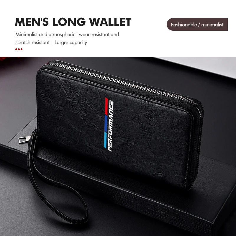 Long Men Zipper Hasp Wallet Phone Bag Card Holder Coin Pocket For BMW 1 3 5 Series G30 G32 G38 2021 2020 2019 2018 E46 E91 view 2