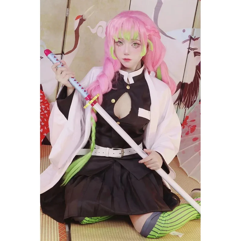 Anime Demon Slayer Kanroji Mitsuri Cosplay Costume Kimetsu No Yaiba Devil Hunter Haori Dress Wig Adult Kids Party Women Kimono