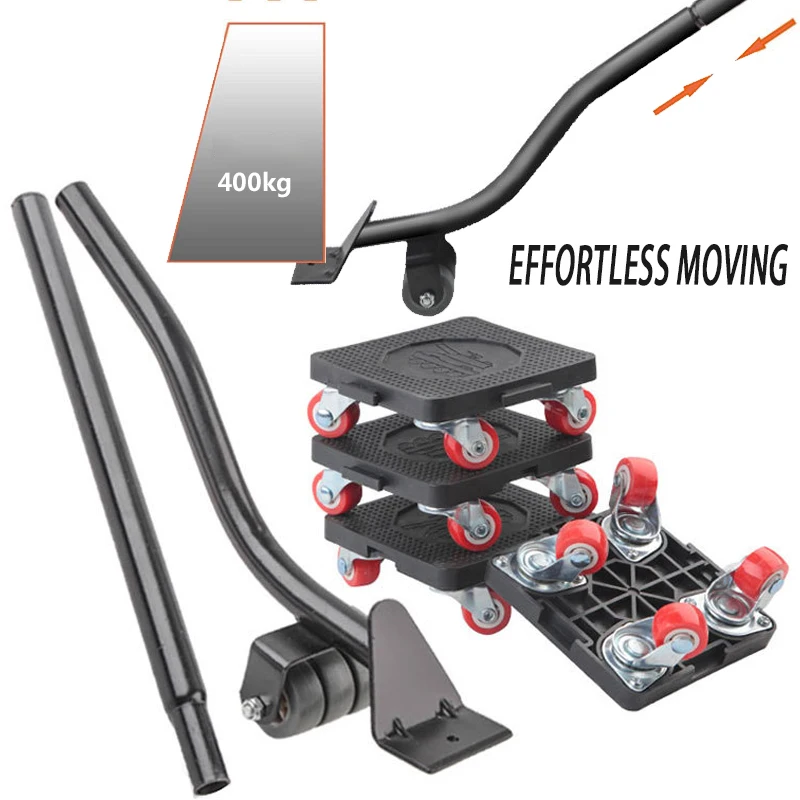 Professional Furniture Mover Tool Set Heavy Stuffs Transport Lifter Wheeled Mover Bar Moving Hand Device Within 400Kg/1300kg