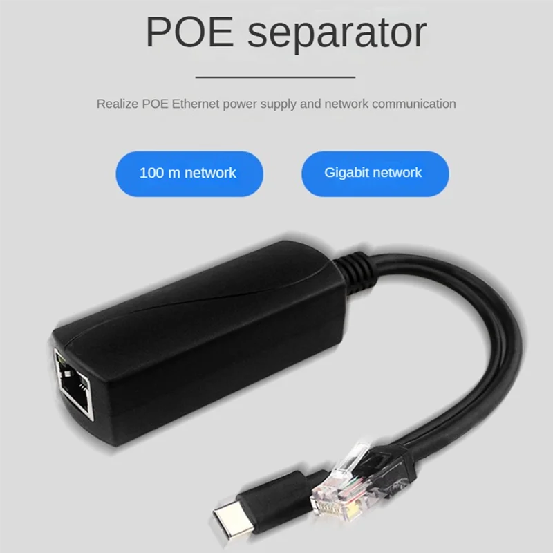 Gigabit POE Splitter 5V3A 1000Mbps tipe-c Power over Ethernet untuk IP kamera untuk 4