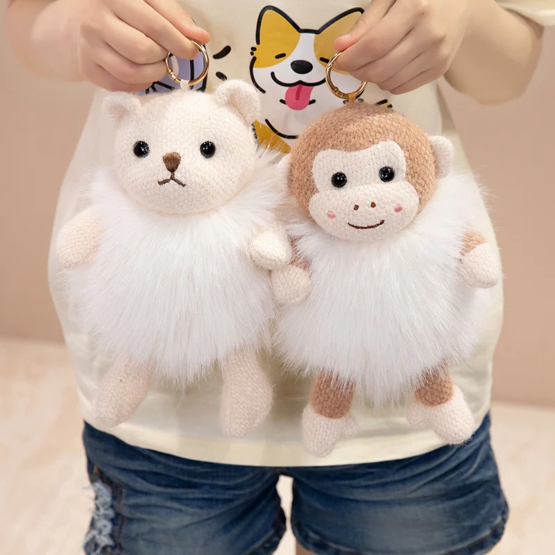 

Plush Bear Elephant Pendant Soft Stuffed Animal Plush Dog Rabbit Toy Cartoon Frog Keychain Bag Decoration Cute Birthday Gift