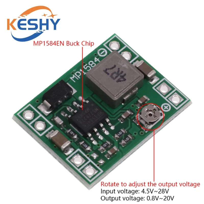 MP1584EN 3A Ultra-Small Size DC-DC Step Down Supply Module Adjustable Power Step-down Output 24V 12V 9V 5V MP1584
