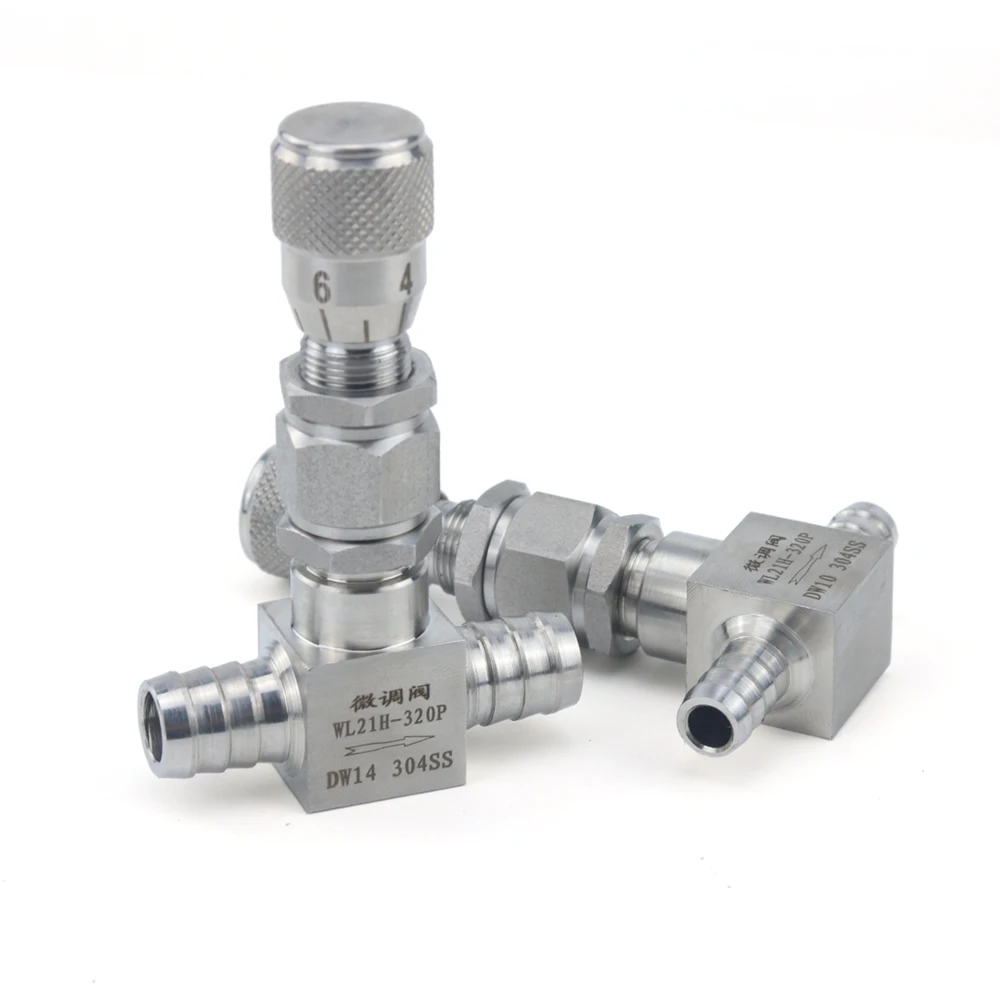 Needle Micro Flow Regulating Metering Controller Water Gas 4/6/8/10/12/14mm Hose Barb Pagoda Stainless Steel 304