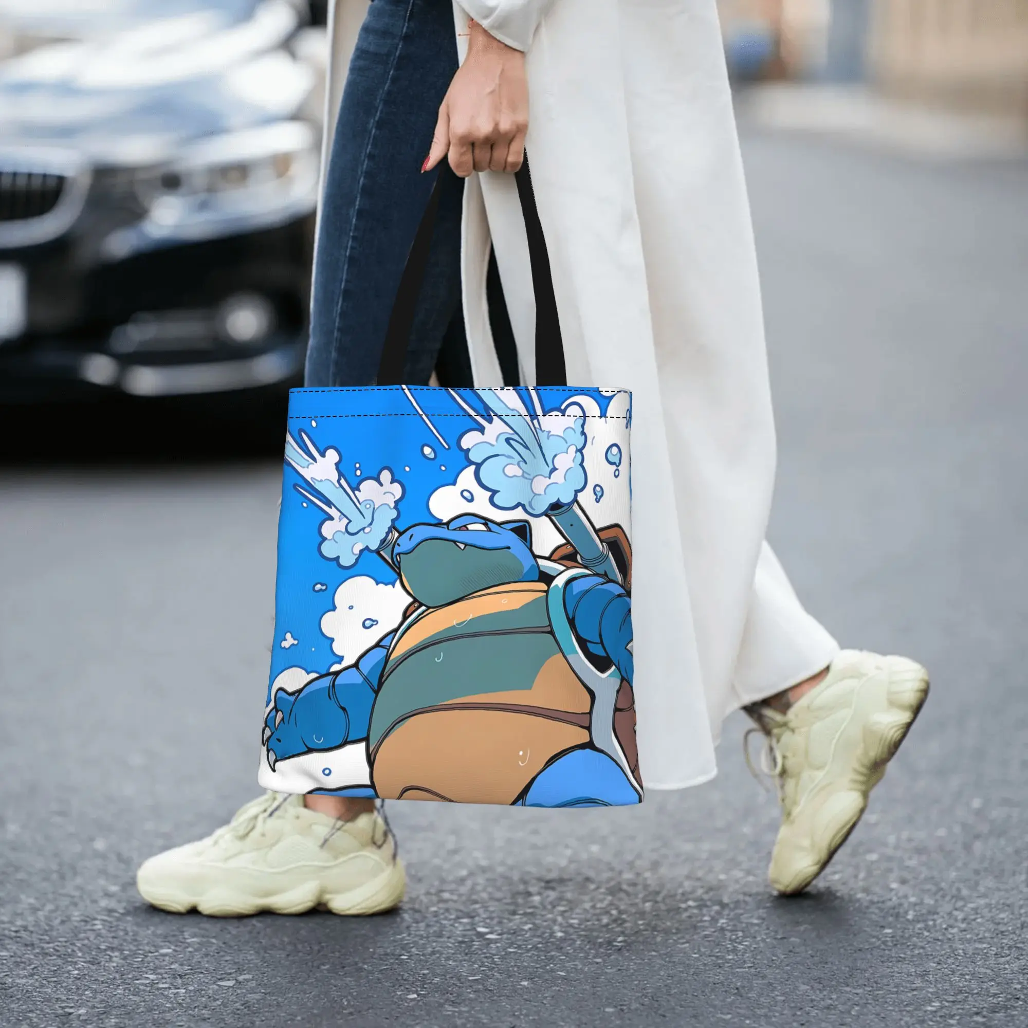 Customized pokemon Women's Bag Shopping Bag Reusable Double Sided Canvas Tote Bag Shoulder  Handbag