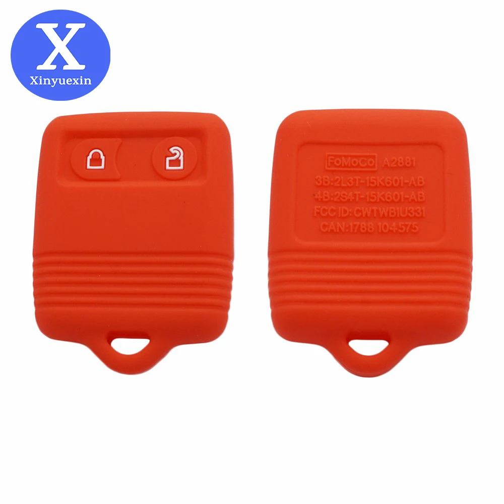 Xinyuexin 2 Buttons Silicone Car Key Case Cover Holder for Ford Kuga C-Max Econoline EcoSport Keyless Accessories Styling Shell