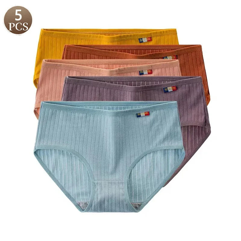 5PCS Women Cotton Underwear Seamless panties Sexy panty Female  Breathable Solid Color Underpants Girls'  Lingerie Briefs