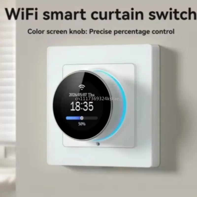 Super Sale Tuya WiFi Smart Knob Curtain Switch Percentage-Based Curtain Controller RGB Light Works with for Alexa Google Home