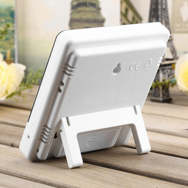 Digital LCD Indoor Outdoor Room Electronic Temperature Humidity Meter Weather Station Alarm Clock 4 Key Model Easy To Use