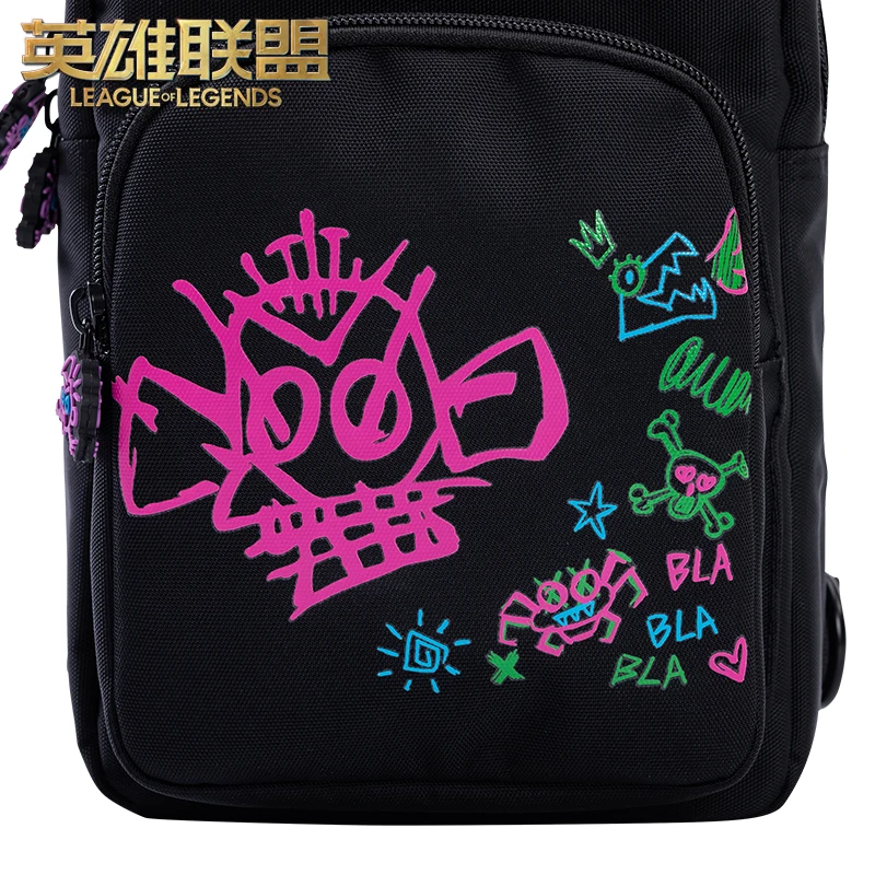 LOL Arcane Jinx Graffiti Chest bag Travel Pouch Backpack Boy Girls School Fashion Crossbody Bag