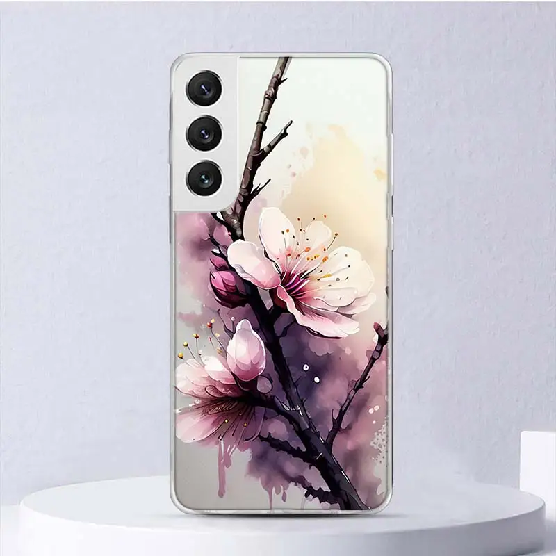 Cherry Blossom Tree Soft Case For Samsung Galaxy S24 S23 S22 S21 Ultra S20 FE S10 Plus Phone Cover S9 S8 + S10E Funda Coque