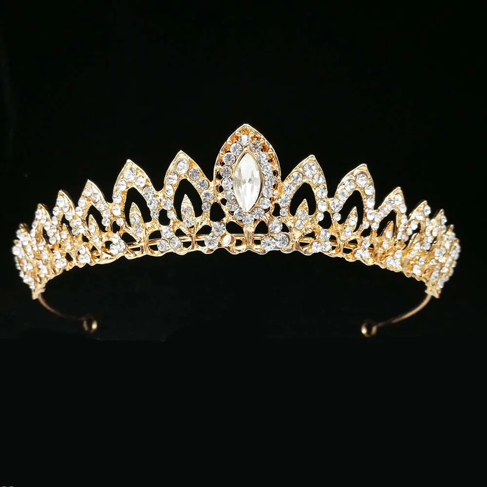 Princess Wedding Jewelry Alloy Headband Silver Color Crystal Bridal Tiara Headwear Hair Crown Ornaments