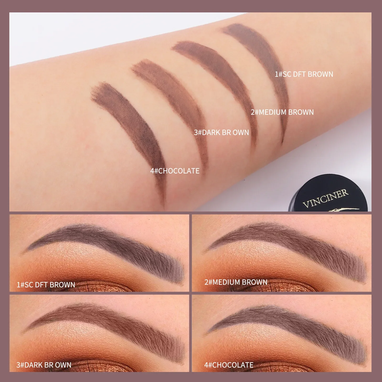 VINCINER 7 สี Eyebrow Shaping Gel แห้งเร็วกันน้ํา Long Lasting ไม่ซีดจาง Professional Multifunctional Eyebrow Dye Cream