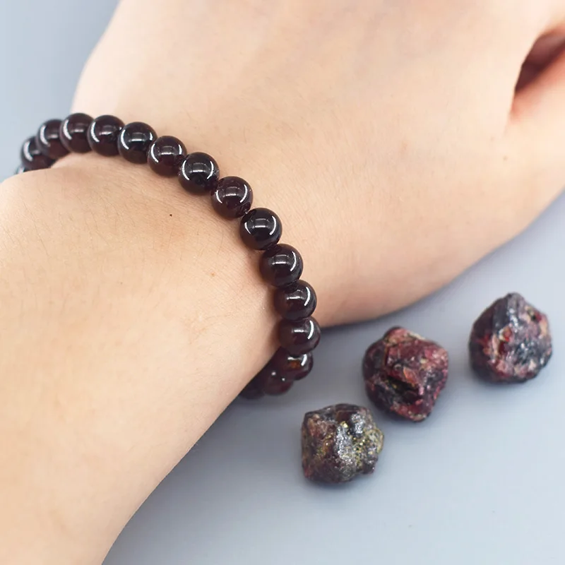 Pulsera de cuentas de piedra granate Natural 5A para mujer, brazalete de cristal para hombre y mujer, regalo de meditación de Yoga, venta al por