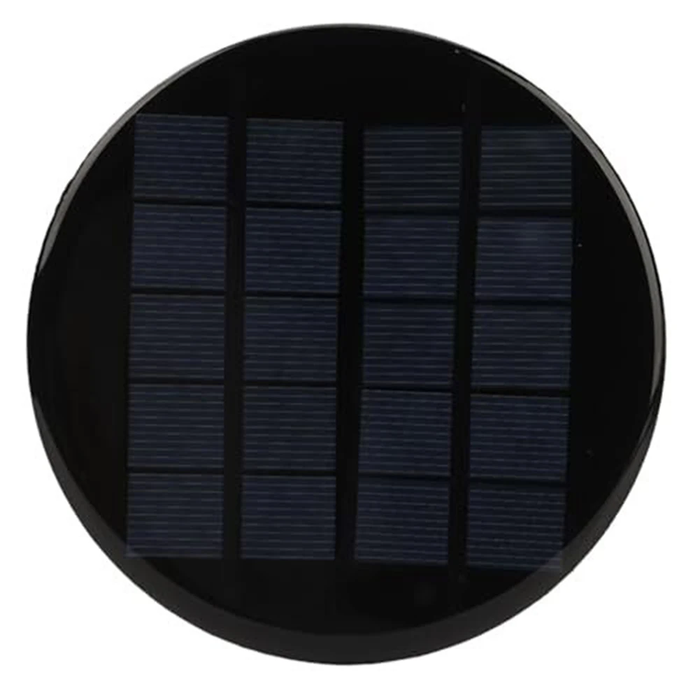 Round Solar Panels 120 Mm 1.1 W 5 V Lightweight Polycrystalline Silicon Panels Electrical Equipment Supplies Black