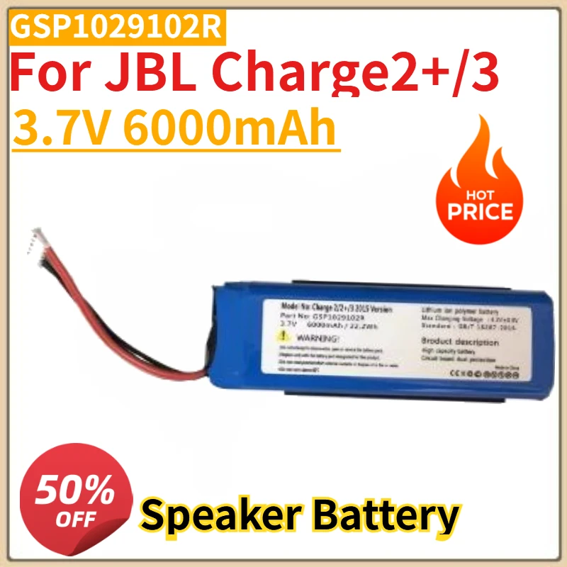 Alta qualidade nova bateria de alto-falante de substituição gsp1029102r 3.7v 6000mah para jbl charge2 +/3 bateria de alto-falante bluetooth