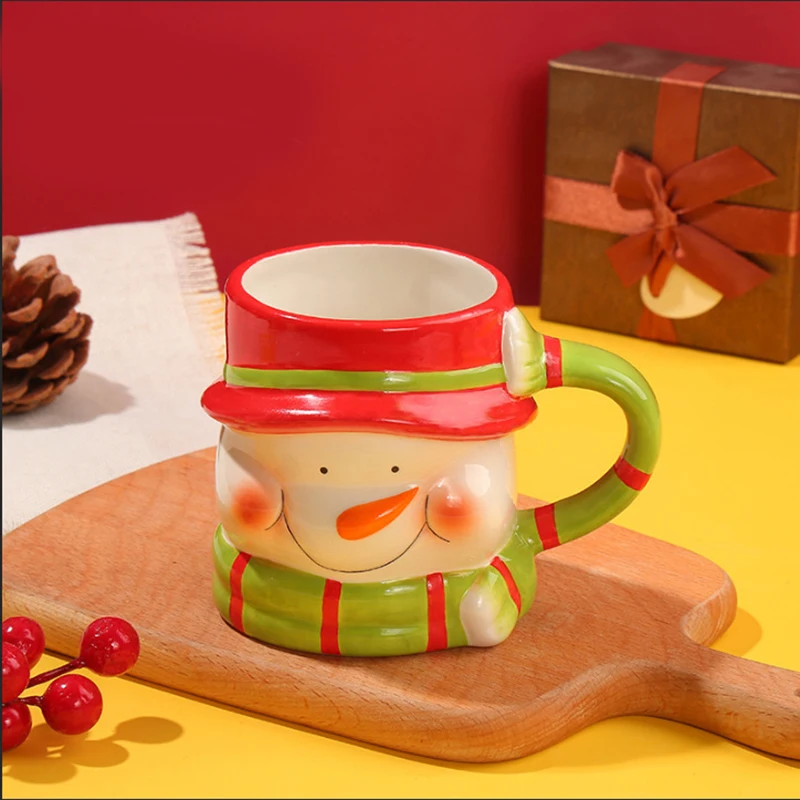 Santa Claus Coffee Mug with Lid Cute Ceramic Christmas Water Cup Fine Home Office Breakfast Oatmeal Milk Mug Cartoon Present New