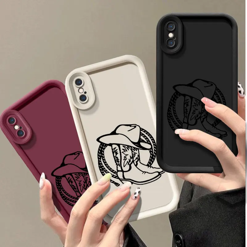 Western Cowgirl Fasion Phone Case for iPhone 6 6S 7 8 PLUS SE 2020 2022 X XR XS MAX Shockproof Silicone Soft Cover Coque