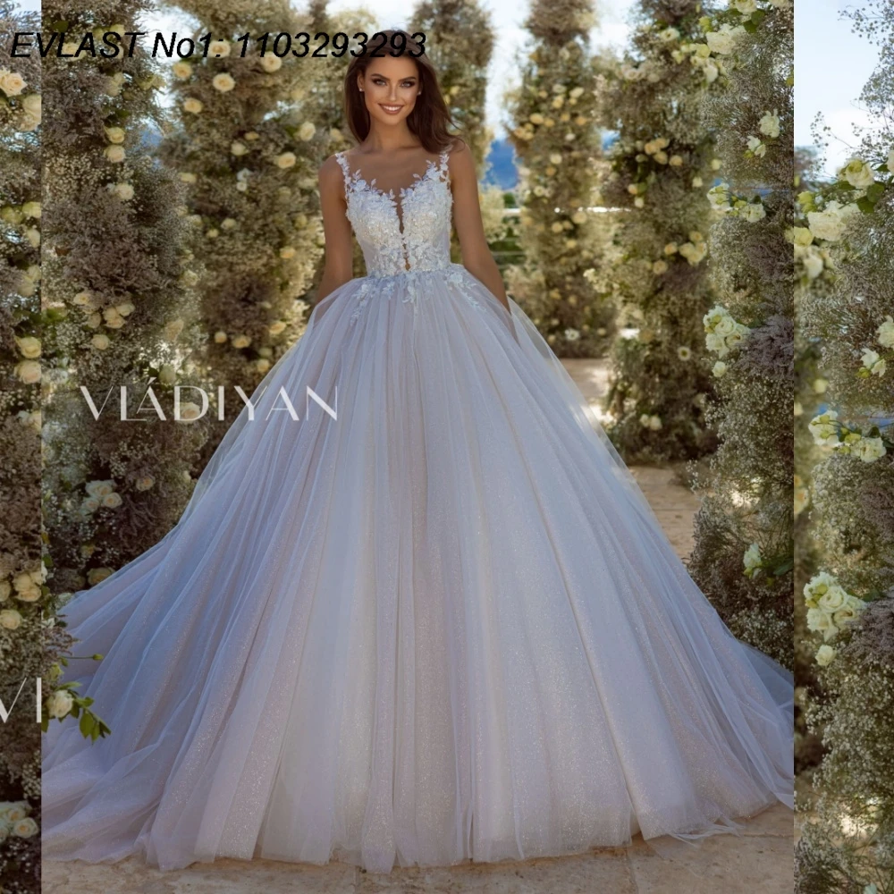 

EVLAST Customized 2026 A Line Wedding Dress Tulle Sweetheart Lace Applique Beading Gorgeous Bridal Gown Robe De Mariee TBD117