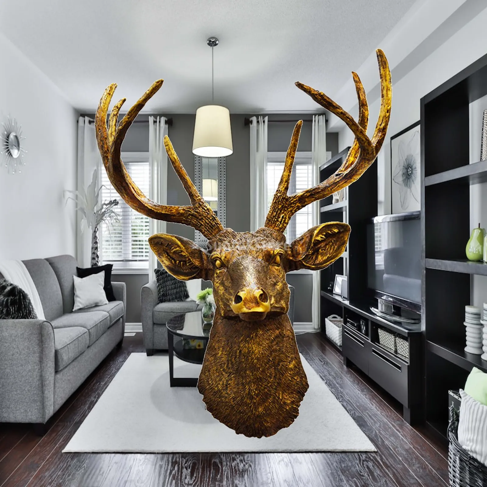 Wall Mount Deer Head Statue Collection Sculpture for Living Room Farmhouse