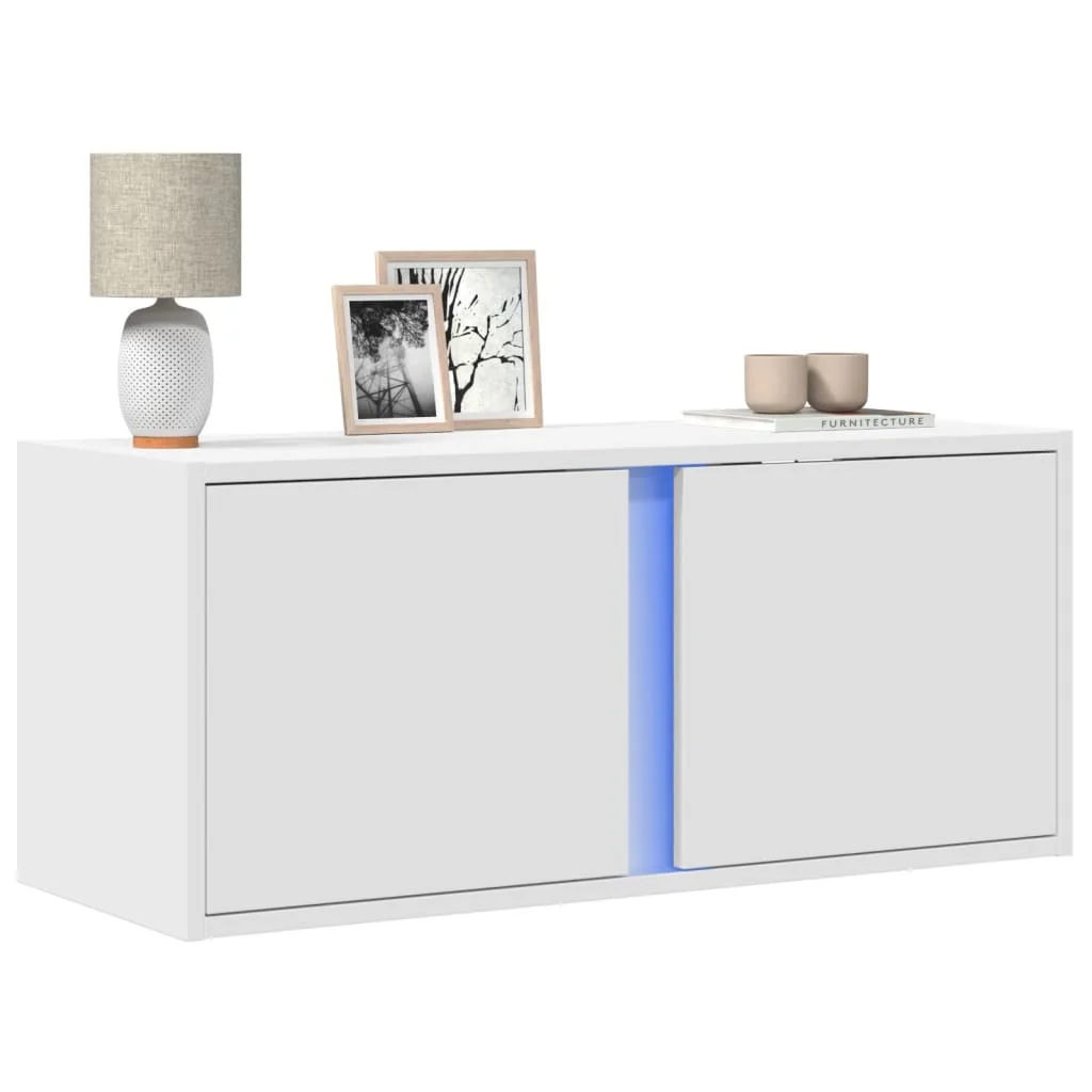 TV-Wandschrank mit LED-Beleuchtung Wei? 80x31x35 cm