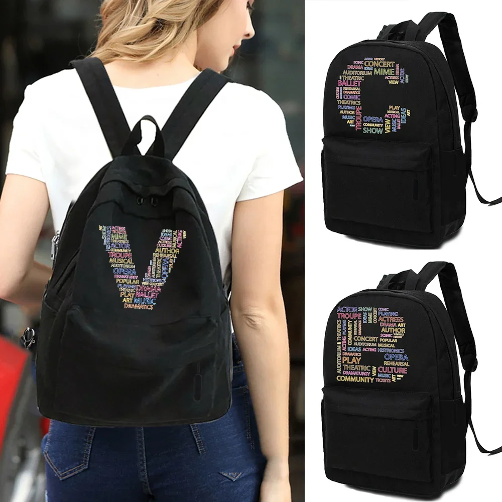 

2023 Fashion Women Backpack Girl College School Bag Casual Book Packbags Text Letter Print Teenage Travel Shoulder Bags Rucksack