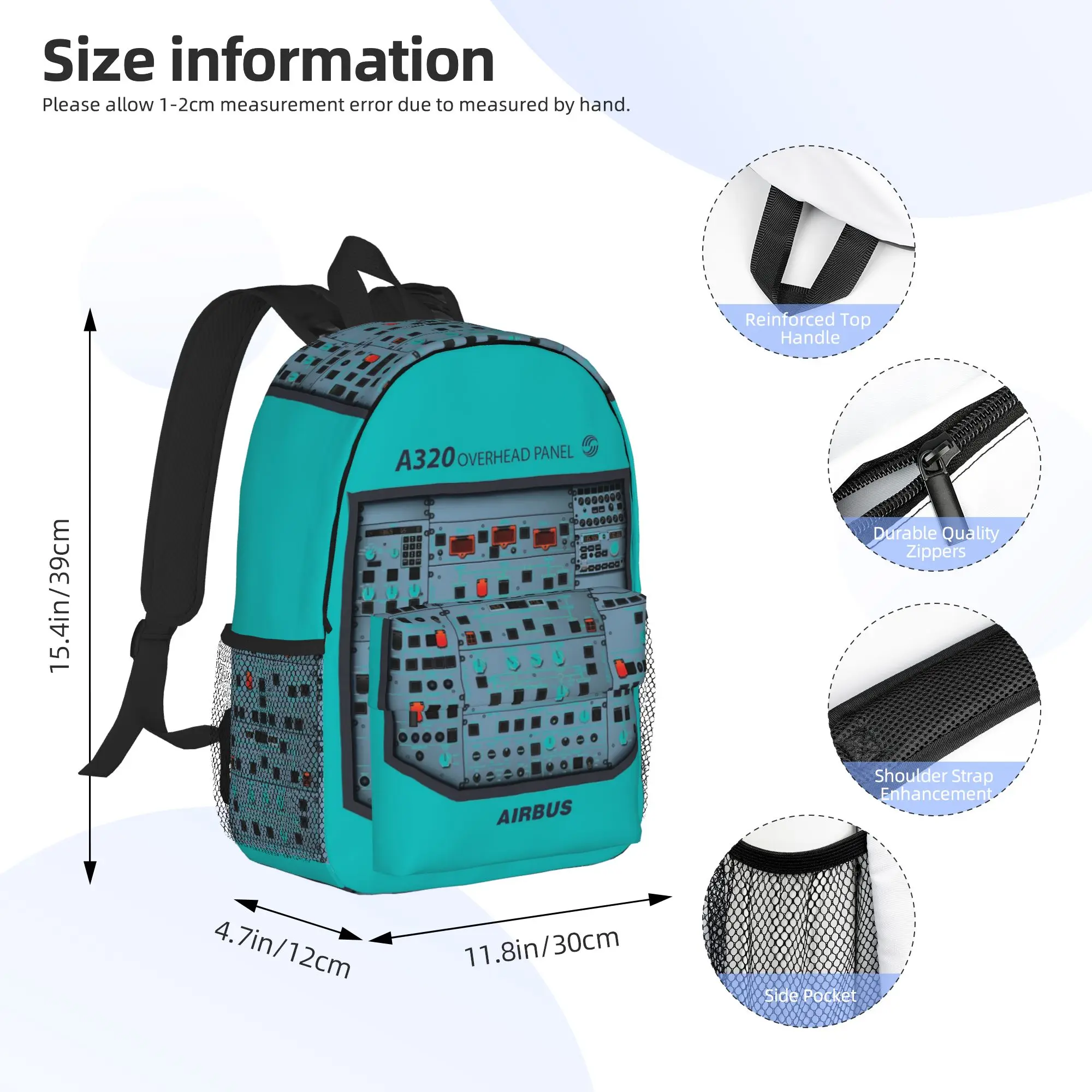 AIRBUS A320 OVERHEAD PANEL Backpack Hot Sale Daypack Large Capacity Boys Girls BookBag Shoulder Bags for Men Women School Bag
