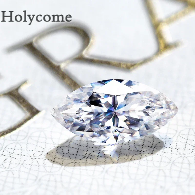 Holycome Moissanite Marquise Shape Brilliant Cut Multiple Sizes GRA Certificate VVS1 D Loose Gems Chic Beads for Jewelry Making