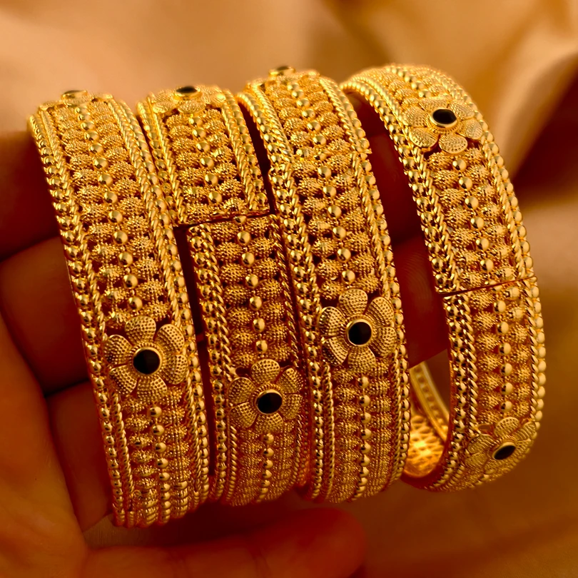 

Brass Gold Plated Turkish Bangles For Women Girls Wife Middle East Luxury Bridal Jewelry Wedding Bracelets Royal Gifts