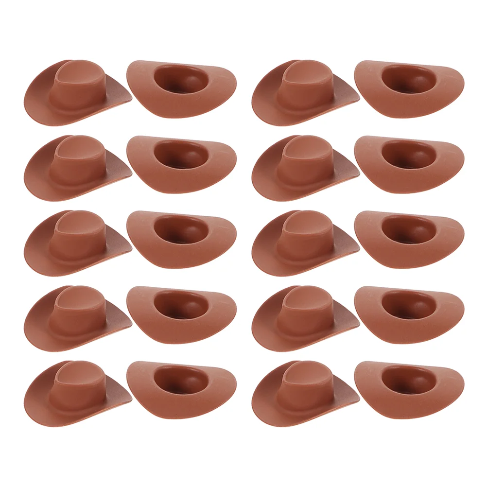 40 Pcs Kid Cowboy Hat Mini Tiny Hats for Dolls Crafts Bulk Miniature Brown House Child