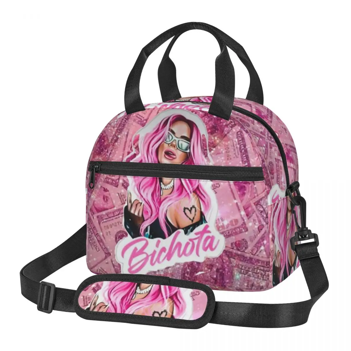 Karol G Happy Valentines Day Insulated Lunch Bag for School Bento Storage Food Boxes Portable Cooler Thermal Lunch Box Tote