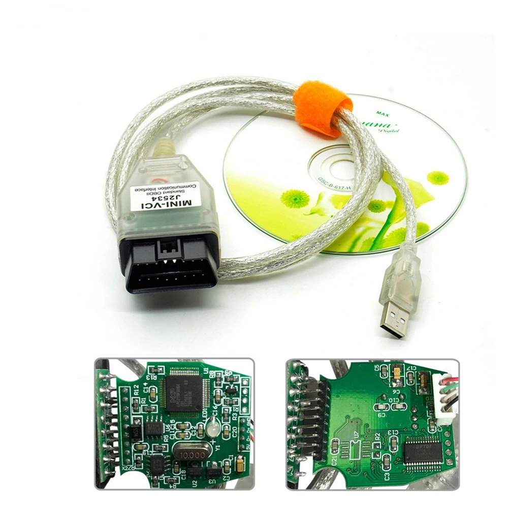 Mini vci mais novo software para toyota j2534 obd obd2 ferramenta de scanner de cabo de diagnóstico de carro tis techstream minivci com ftdi ft232rl