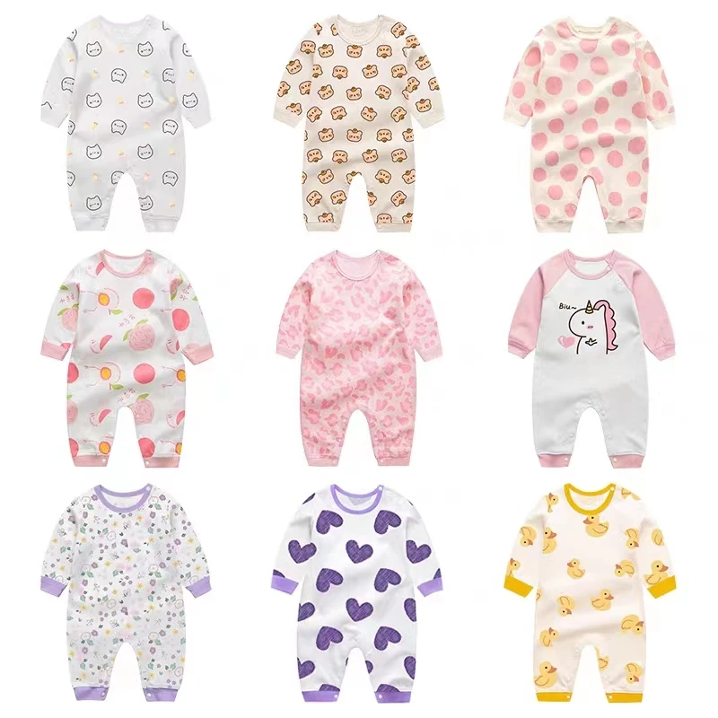 Baby Girl Cotton Long Sleeve Baby Newborn Jumpsuit Pajama Autumn Boy Jumpsuit Clothes Outfit Set Winter Romper