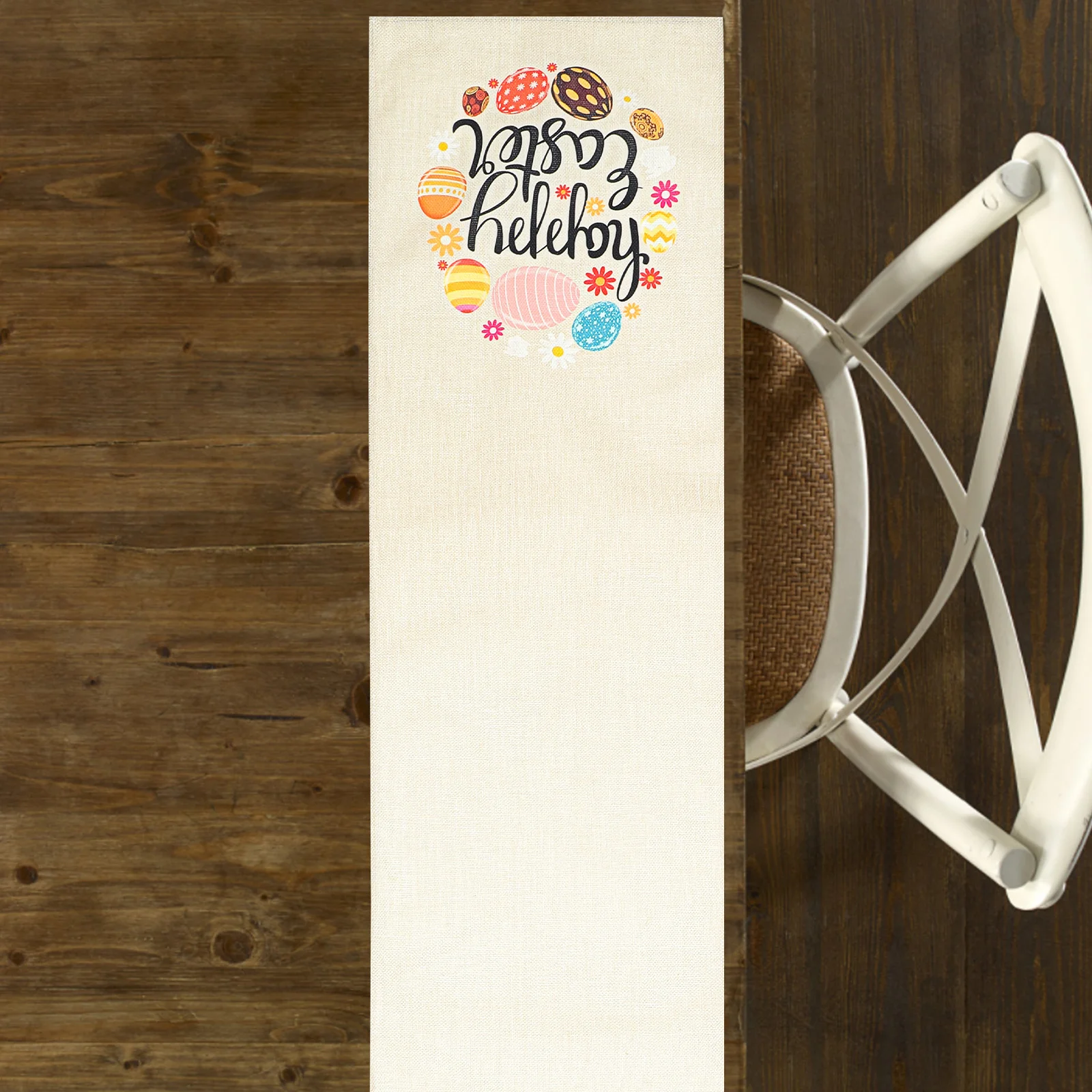 

Easter Table Runner Linen Fabric Chic Spring Dining Table Decoration for Home Hotel Restaurant Easter Party Supplies Festive