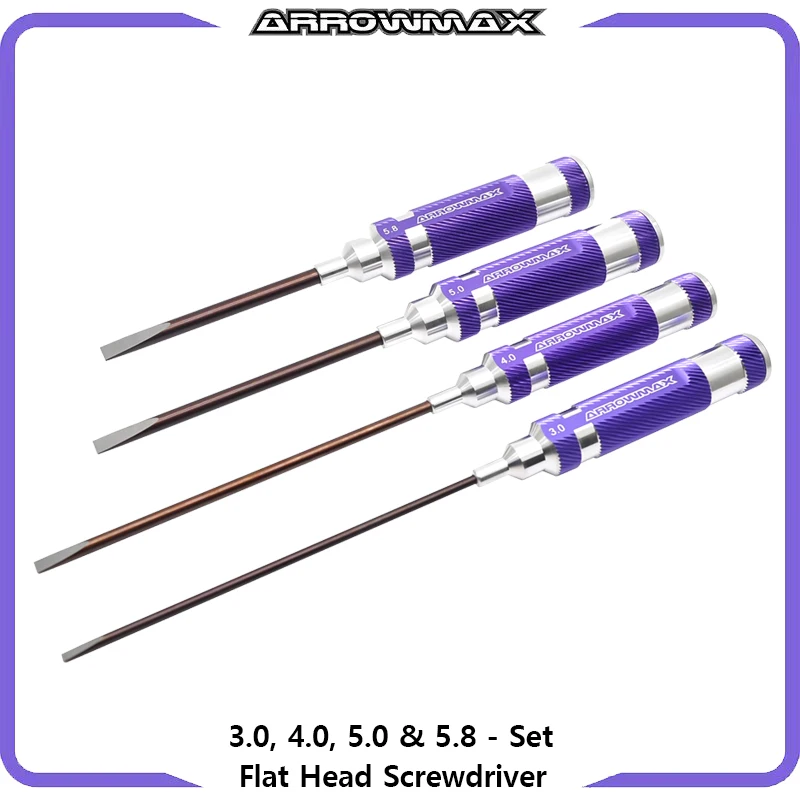 ARROWMAX Flat Head Screwdriver Set 3.0, 4.0, 5.0, 5.8 Purple Hand Tools for RC Tool