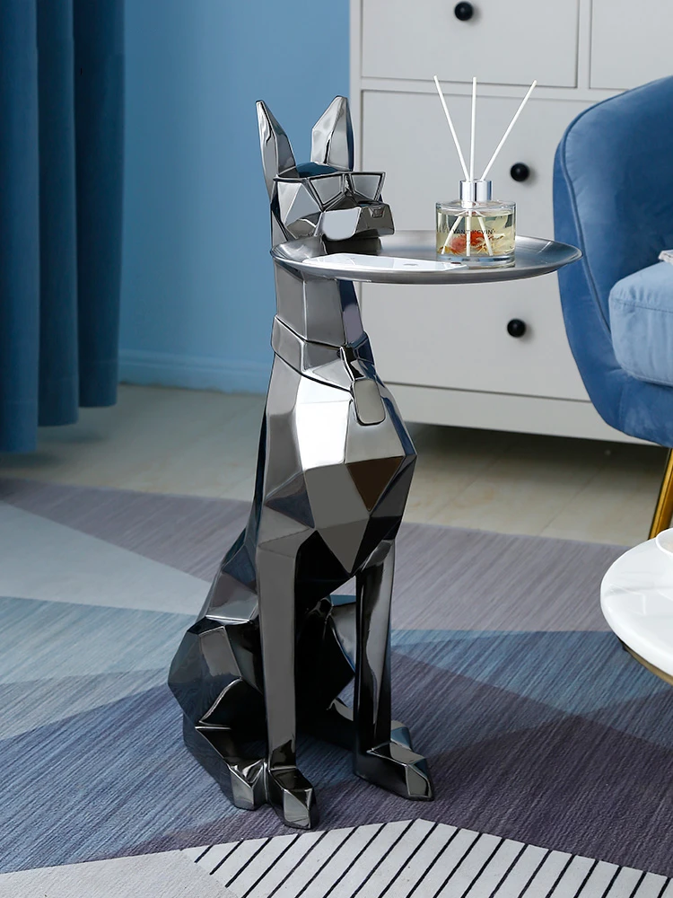 Home Decor Gentleman Dog geometria statua powitanie ozdoby taca figurka ganek pokój artystyczny dekoracja żywica zwierzęta rzeźby