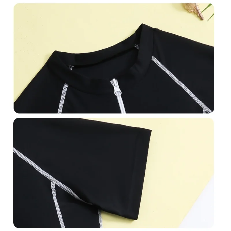 Girls Swimsuit Summer Kids One Piece Bathing Suit Children Beachwear Short Sleeve Solid Swimming Clothes Girl Swimwear