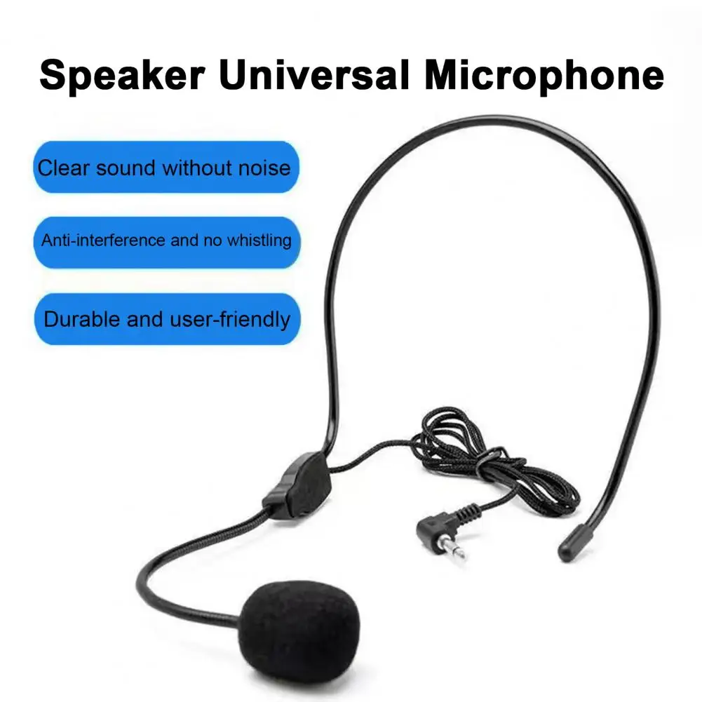 Мини-проводной головной микрофон, чистый звук, шумоподавление, совместимый с большинством усилителей, портативная гарнитура для обучения лекций