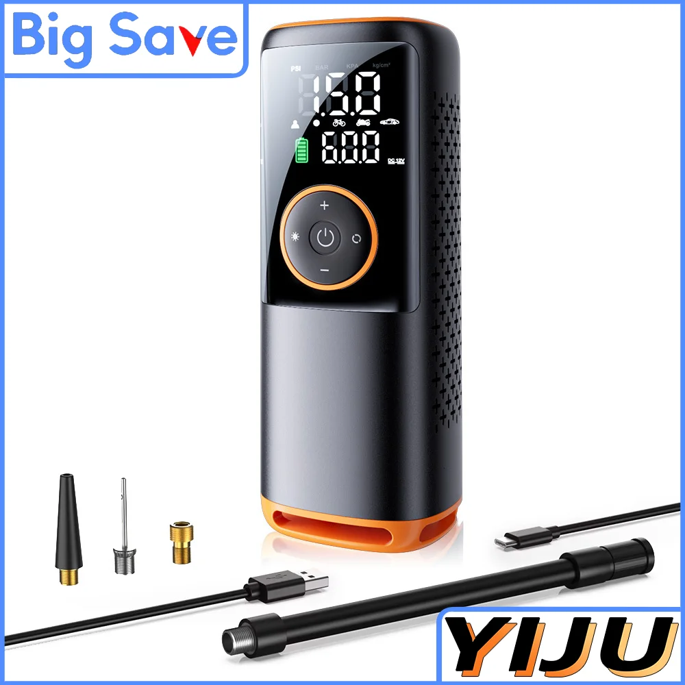 

Портативный воздушный компрессор для накачивания шин 160 фунтов на квадратный дюйм, воздушный насос для шин с манометром для автомобильных шин, мотоциклов, велосипедных шариков