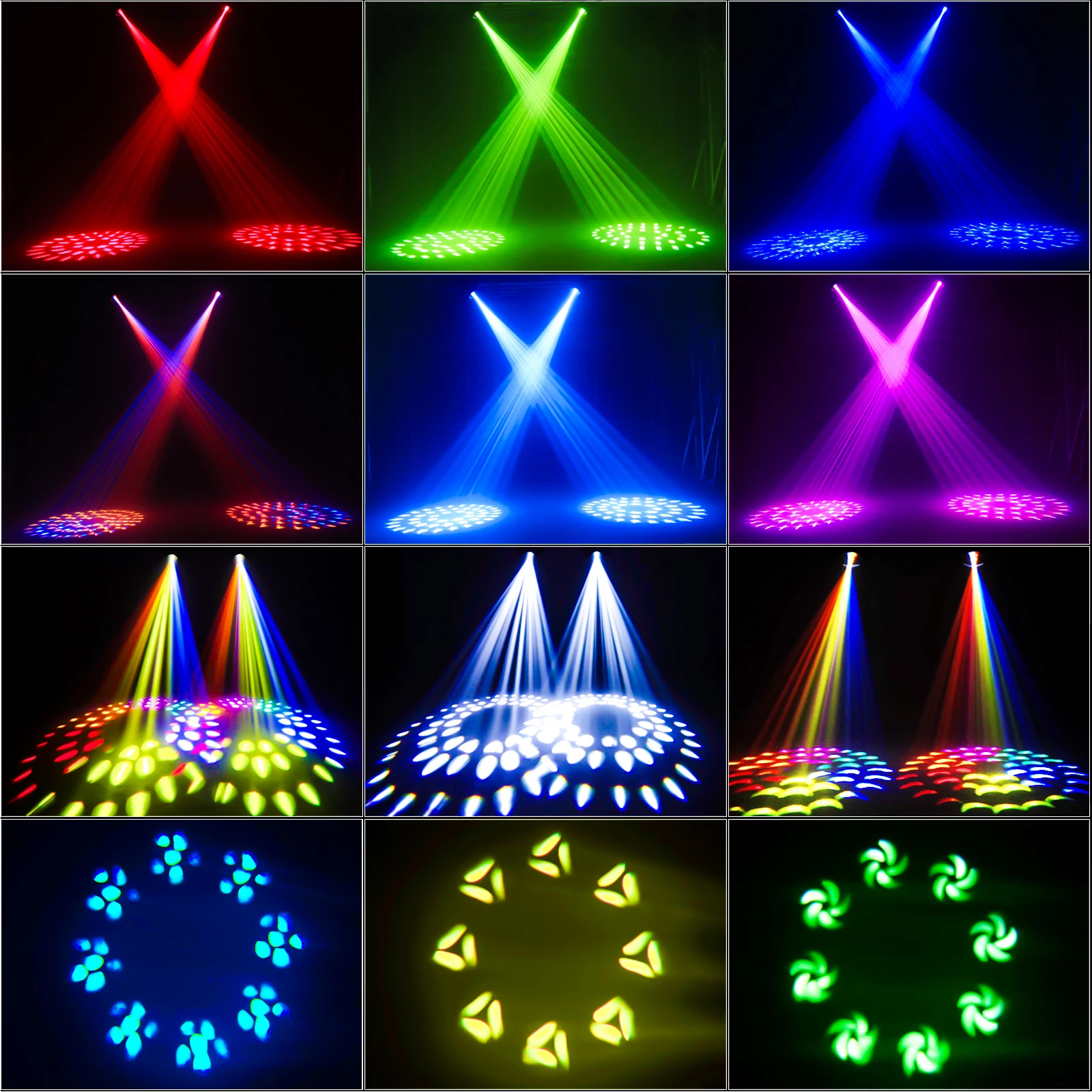 Yiflamefly 2Pcs 280W Beam Light High Brightness Disco Effect 13 Patterns Lamp DMX512 Sound Activated For DJ Bar Ballroom Wedding