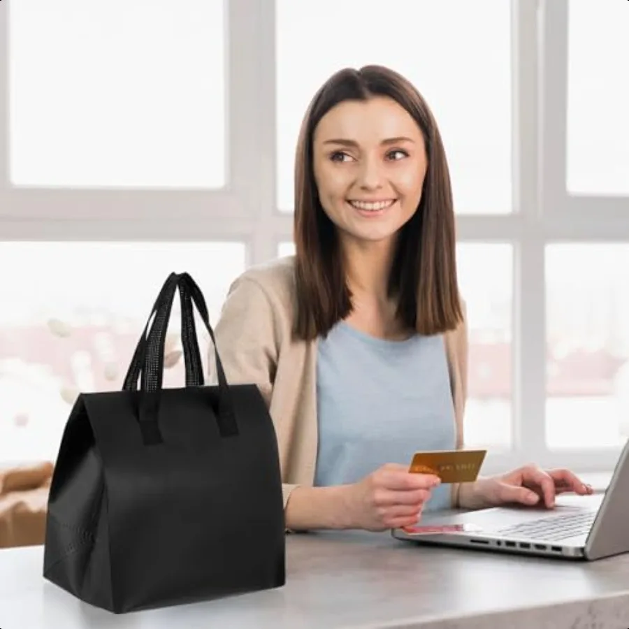 20 Pack Insulated Take Away Bags Small Insulated Cooler Bag Grocery Bags Insulated Grocery Bag for HotCold Food Food Delivery 9