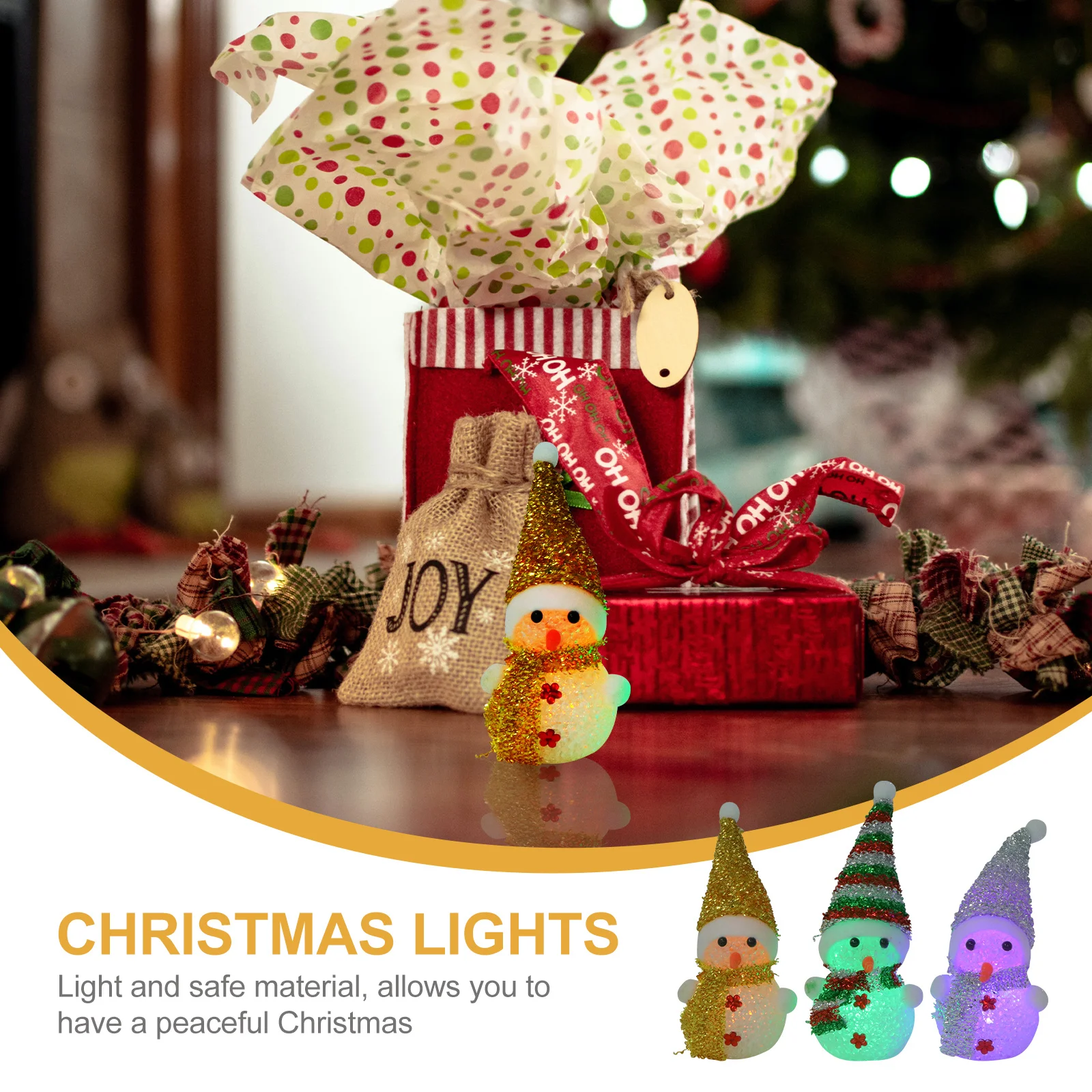 3Pcs Christmas Snowman Night Light LED Colorful Scarf Hat Decoration Xmas Party Glowing Lamp Snowman Night Lamp for Holiday