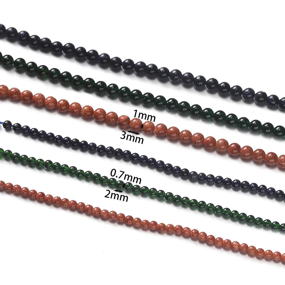 1Strand 2/3mm Natural Stone Small Round Beads Stone Loose Spacer Bead for Jewelry Making DIY Bracelet Necklace Accessories
