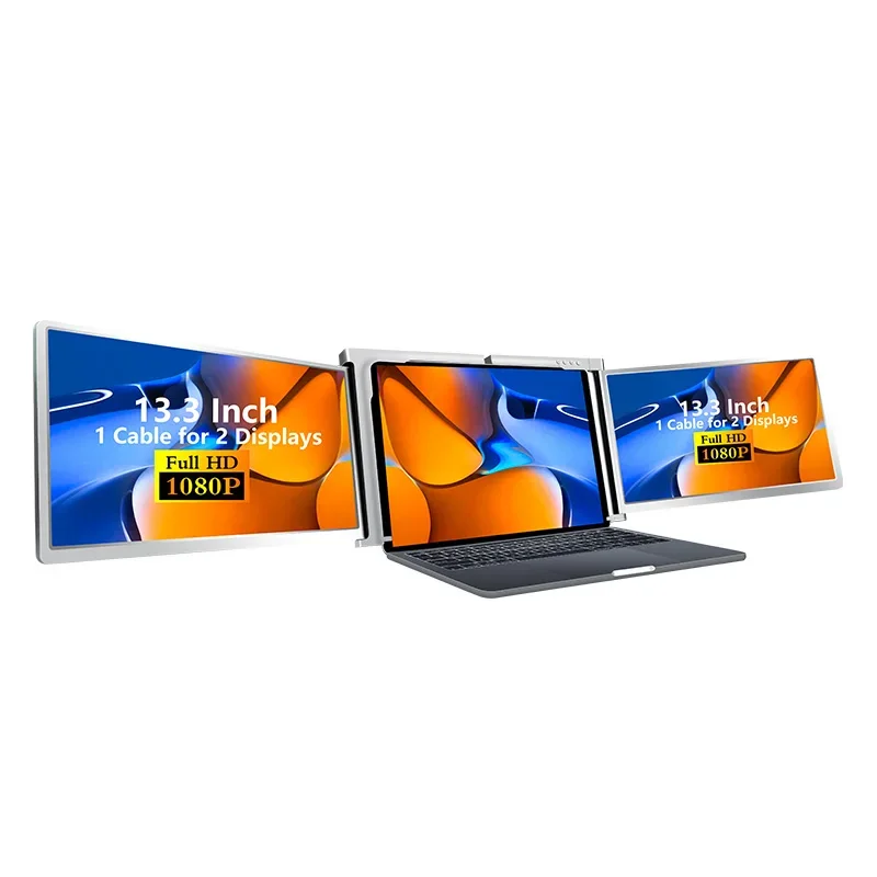 Factory Direct 14'' Triple Portable Monitor Dual Screen Double Monitor with 14 Inch 2 IPS Screen for Laptop for Business Use