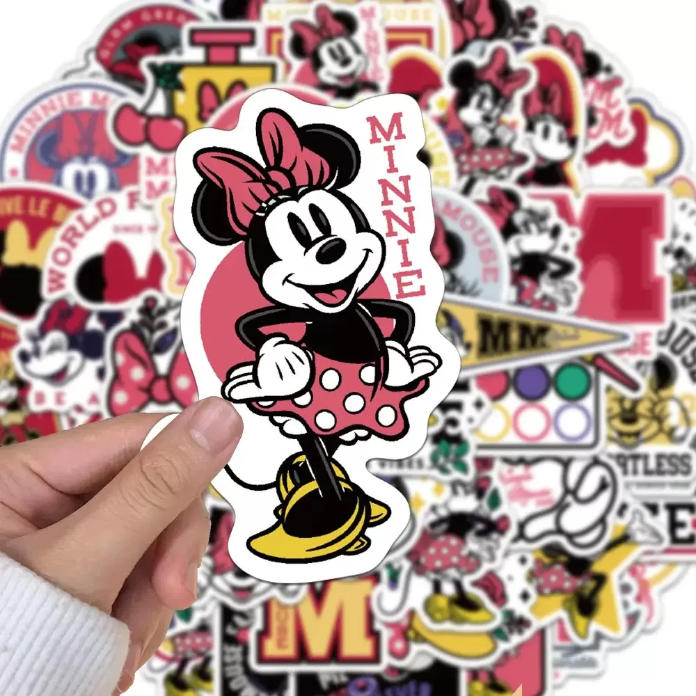 

10/50pcs Cute Disney Anime Mickey Minnie Mouse Stickers Cute Girls Gift Decals Toy Laptop Phone Fridge Skateboard Car Sticker