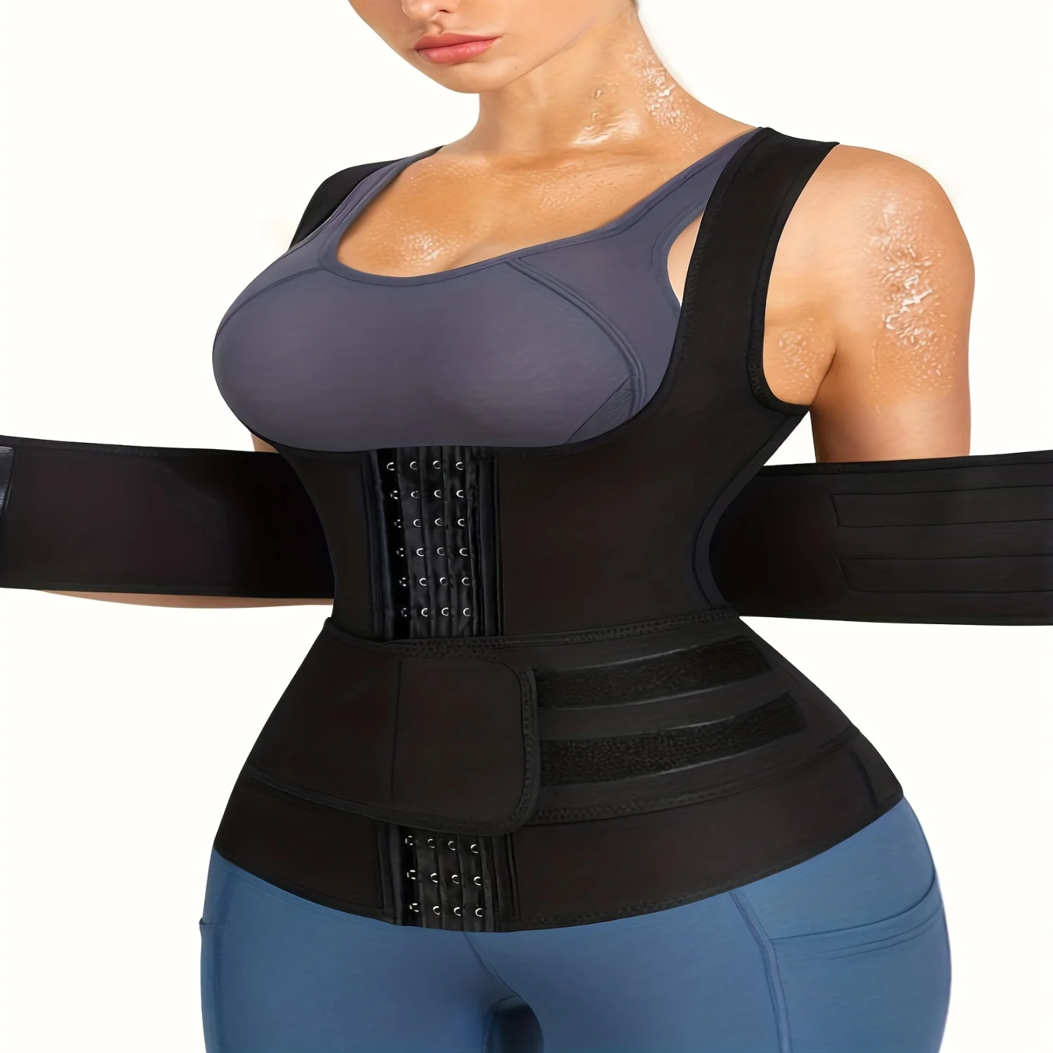 Women's Sauna Sweat Waist Trainer Vest - Sauna Suit for Weight Loss Workout, Slimming Body Shaper Top - Women's Activewear for F